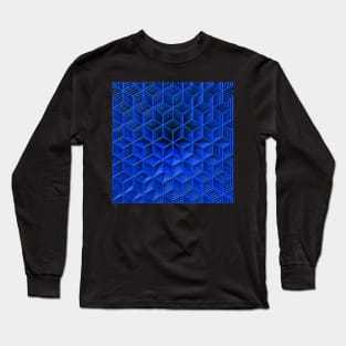 3D Effect - Blue Wireframe Long Sleeve T-Shirt